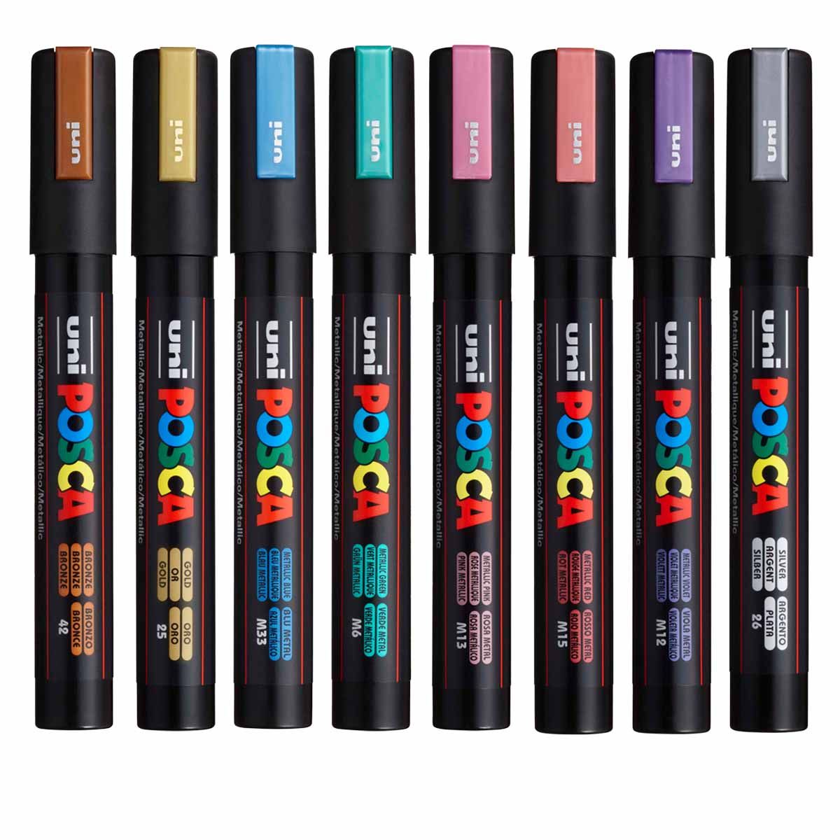 Posca Acrylic Paint Marker Black Set of 8 Assorted Sizes