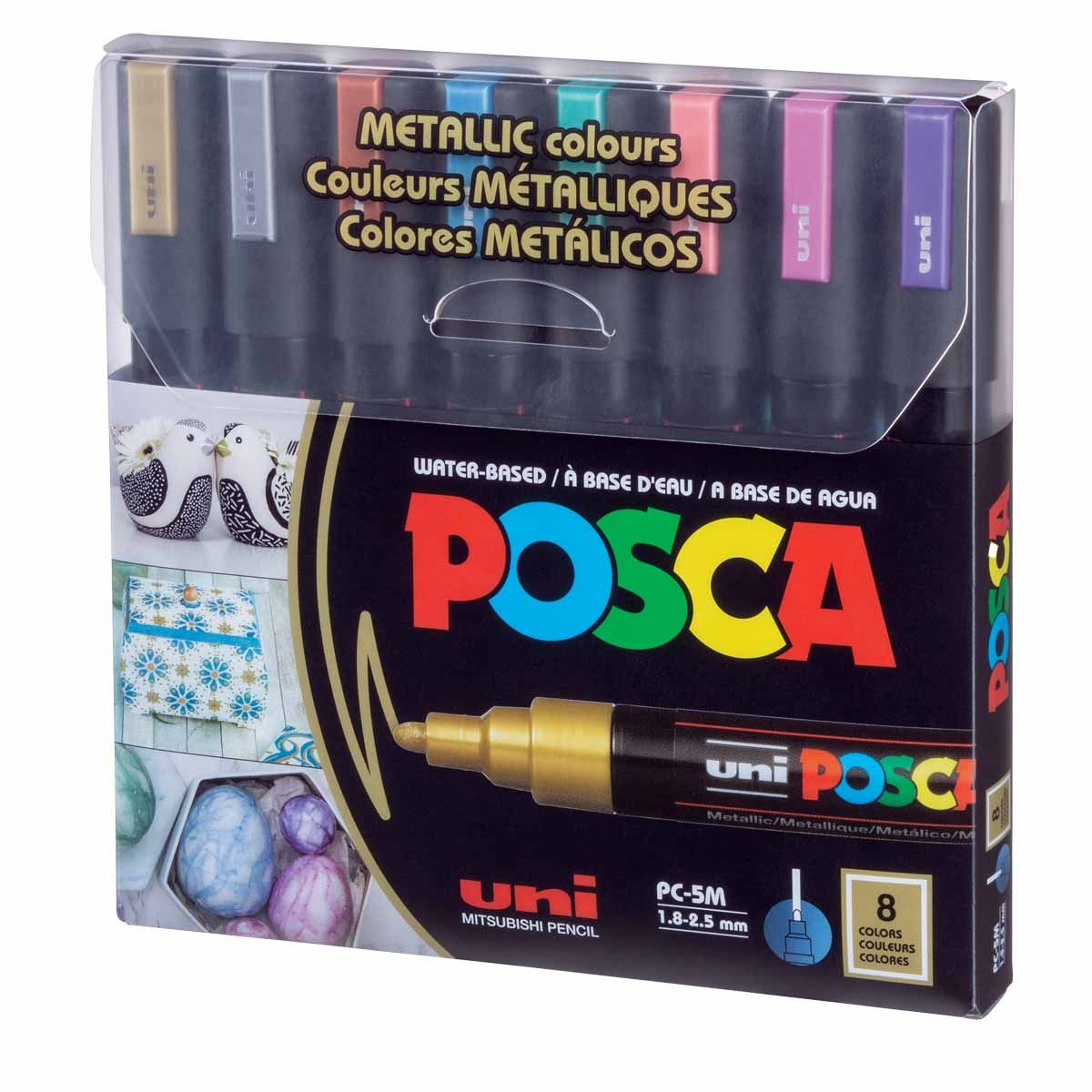 Uni POSCA markers 5M set 8 Metallic;; tip 1,8-2,5 mm 