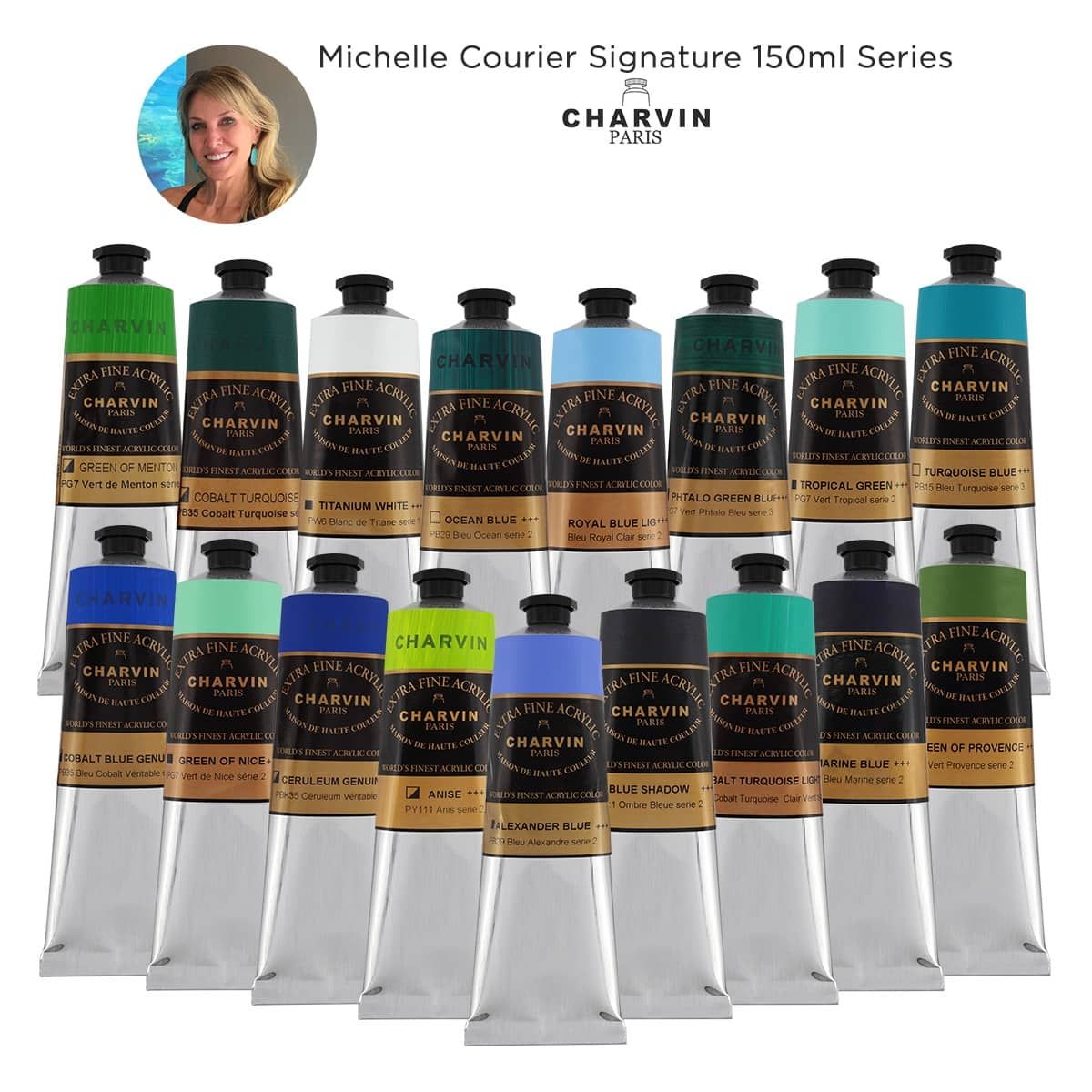 Michelle Courier Artist Set of 17 Charvin Acrylics 150ml