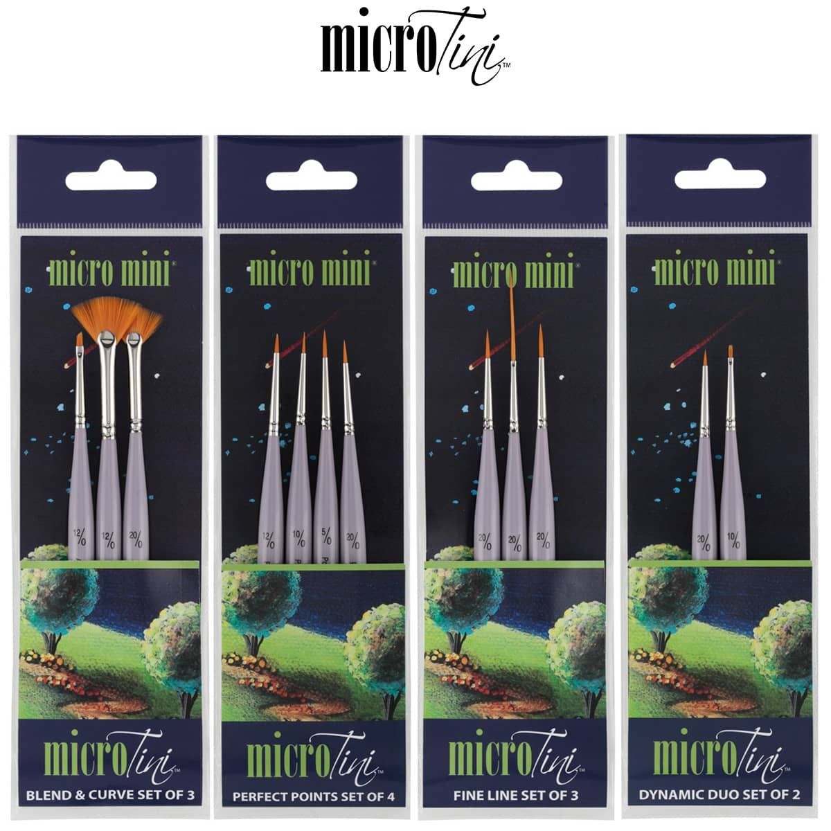 Miniature Paint Brushes with Holder, Set of 12 Art Brushes