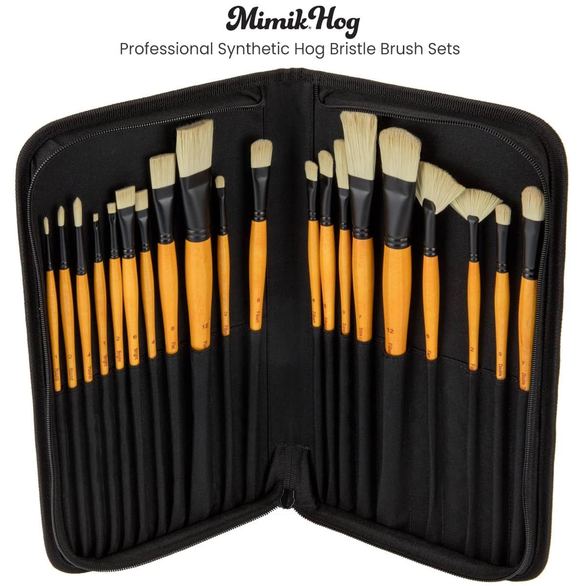 Creative Mark Mimik Paint Brush Professional Artist Synthetic Hog Bristle Long Handled Brush Round Size 2 