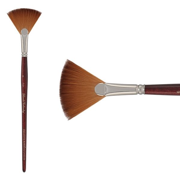 Mimik Kolinsky Synthetic Sable Short Handle Brush, Fan Size #6