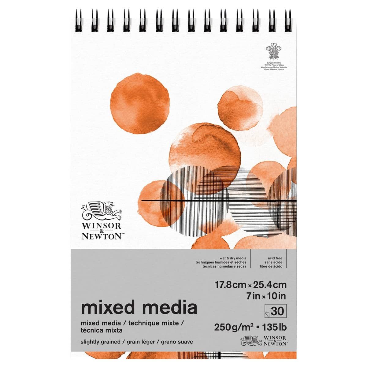 Winsor & Newton Mixed Media 135 lb Spiral 7x10 Pad 30-Sheets