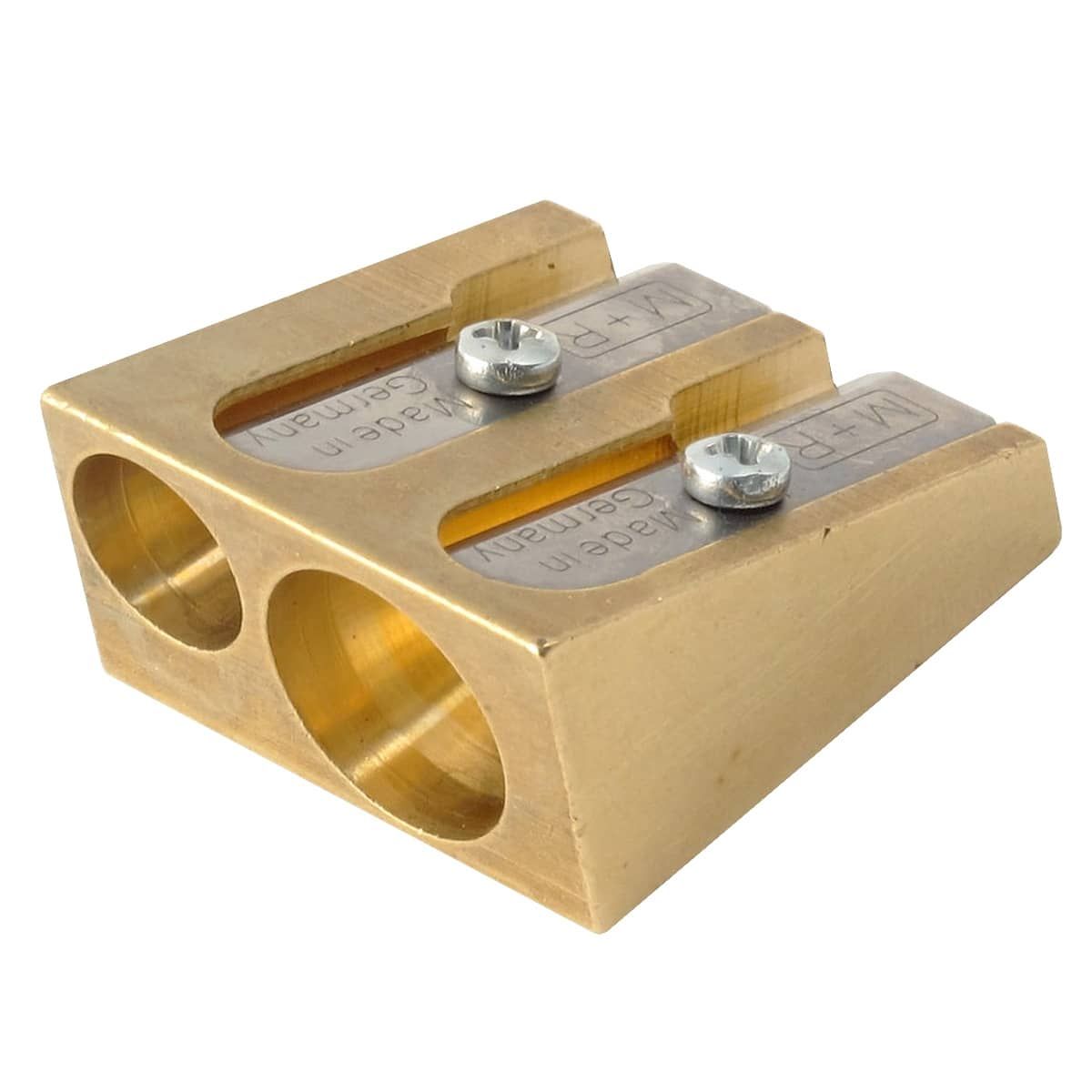 Wedge Brass Pencil Sharpener, Double Hole