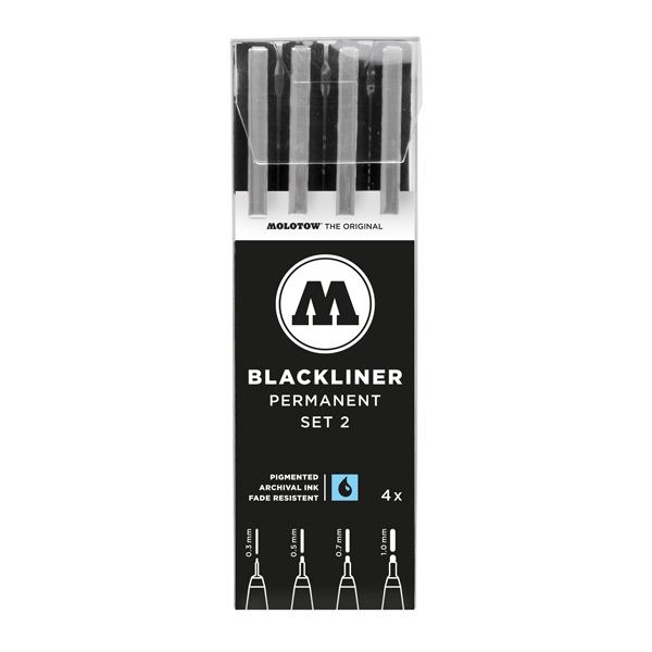 Molotow Blackliner 4pc 0.3/0.5/0.7/1.0mm Pen Set 2