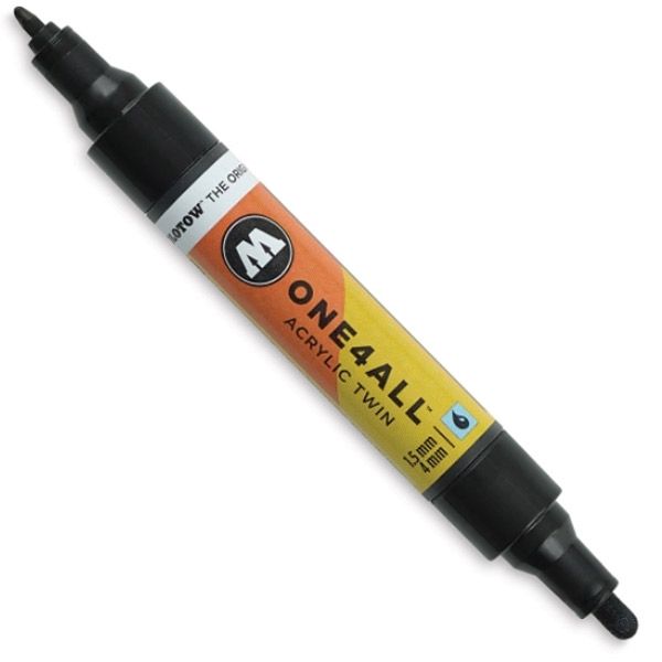 Molotow One4All Twin Tip Acrylic Black Marker 1.5 & 4mm