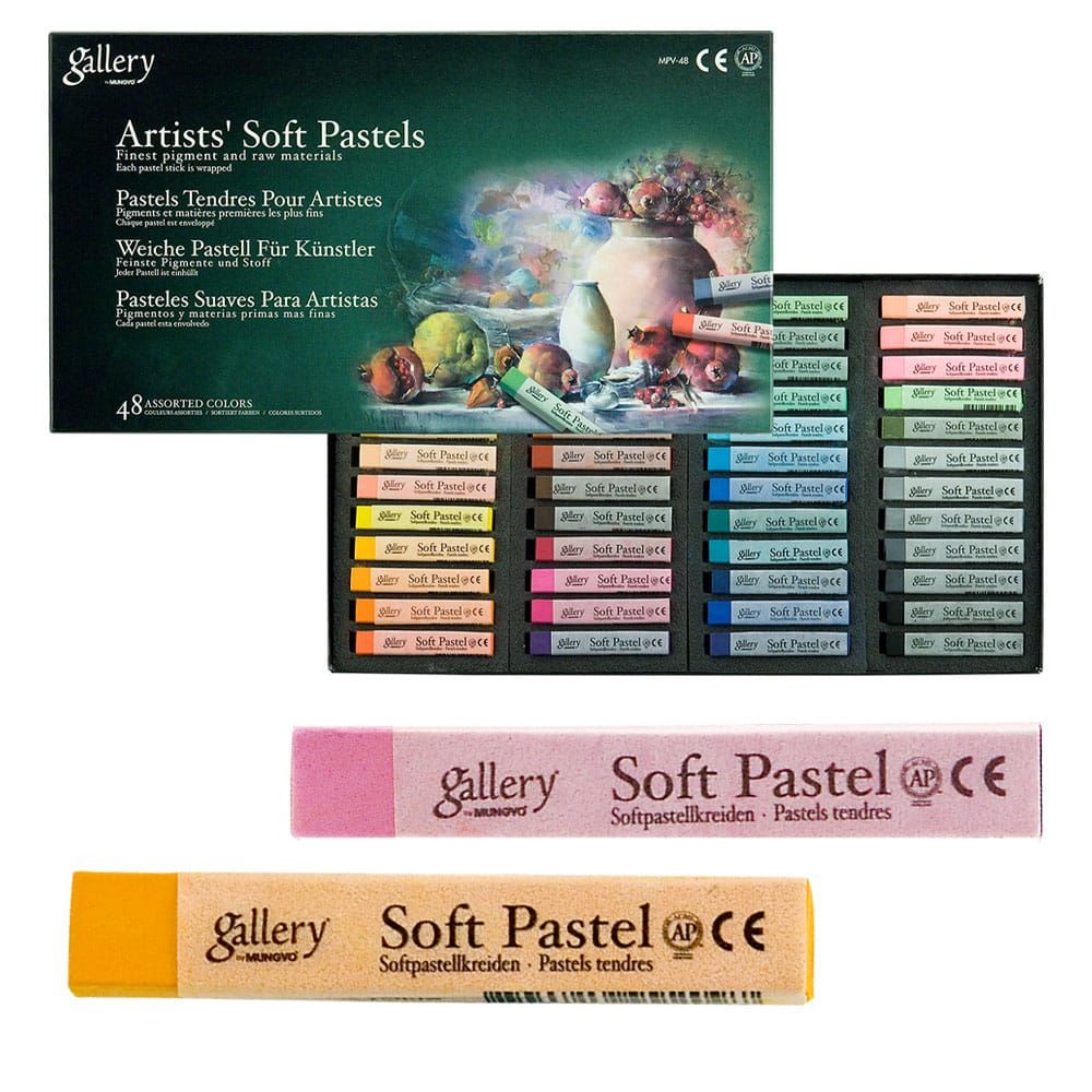 MUNGYO Gallery Soft Oil Pastels Set of 48 Count (Pack 1), Assorted Colors