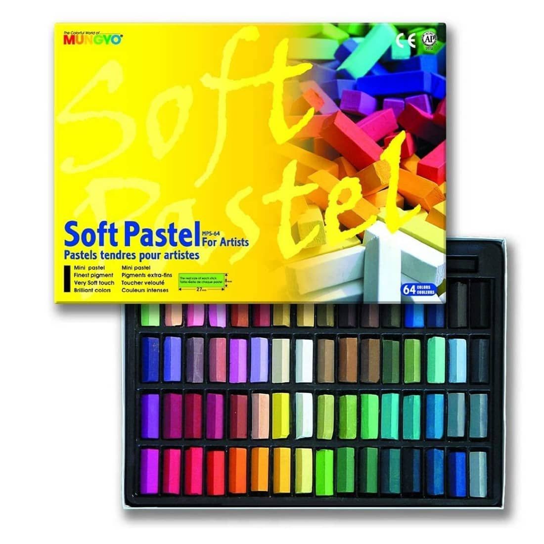 Mungyo Gallery Standard Soft Pastels Cardboard Box Set of 64 Half Sticks - Assorted Colors