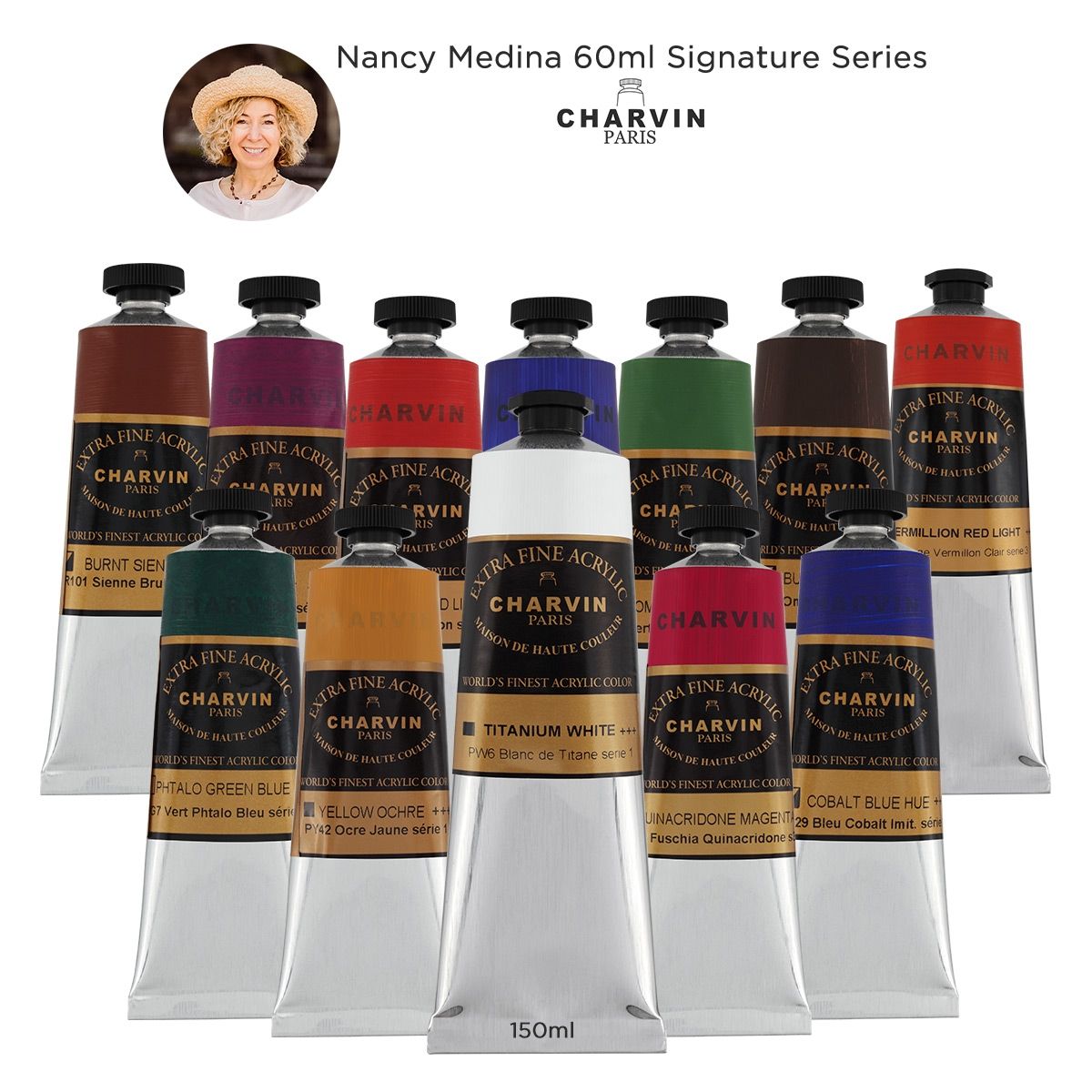 Nancy Medina Charvin Extra Fine Artists Acrylics Set of 12 (Signature Set)