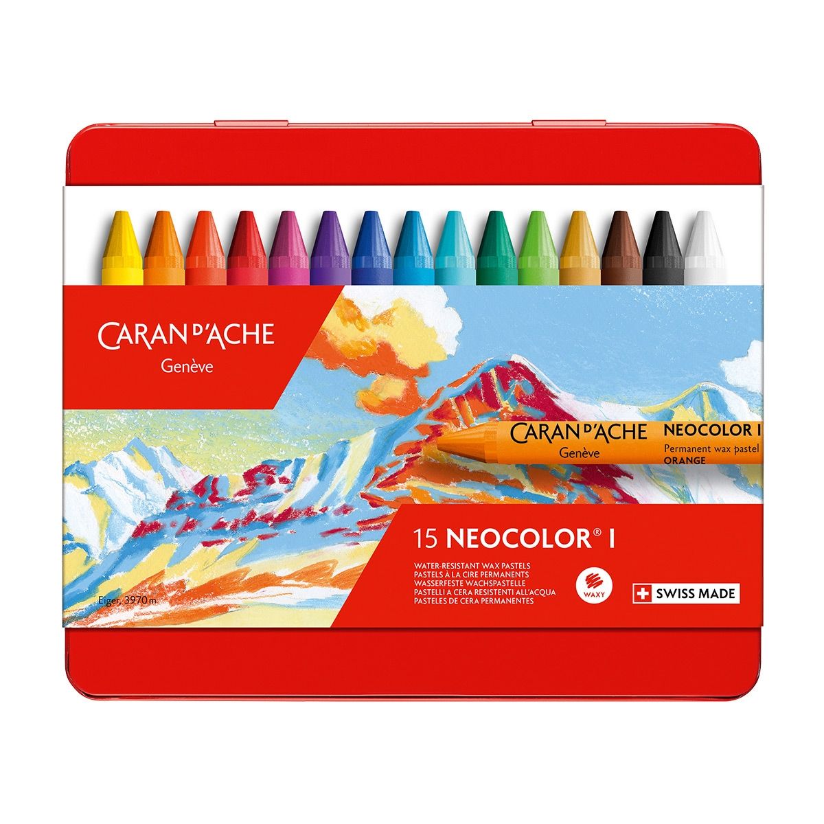 Caran D'Ache Neocolor I Permanent Wax Pastels have exceptional covering power and excellent lightfastness 