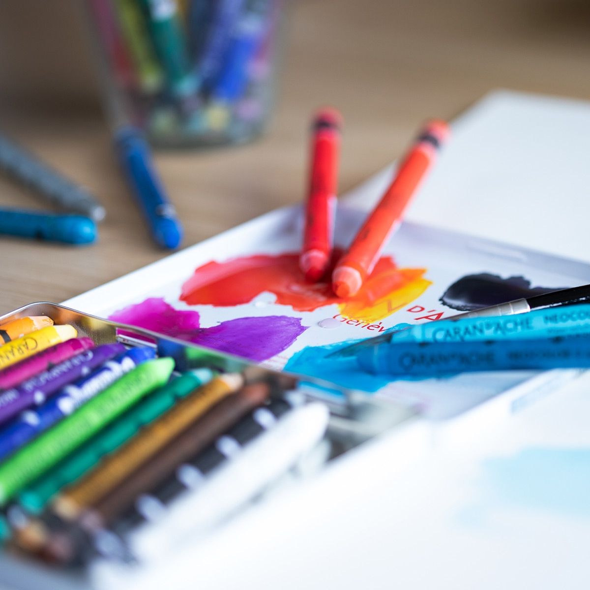 Wax Pastels have ultra-high pigment concentration, superior covering power, luminous colors and excellent lightfastness