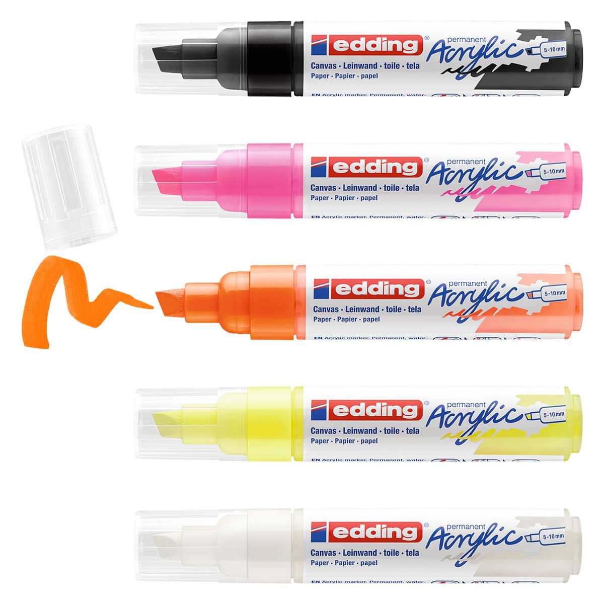 Edding 5000 Acrylic Marker Broad Nib Set of 5, Neon Colors Jerry's