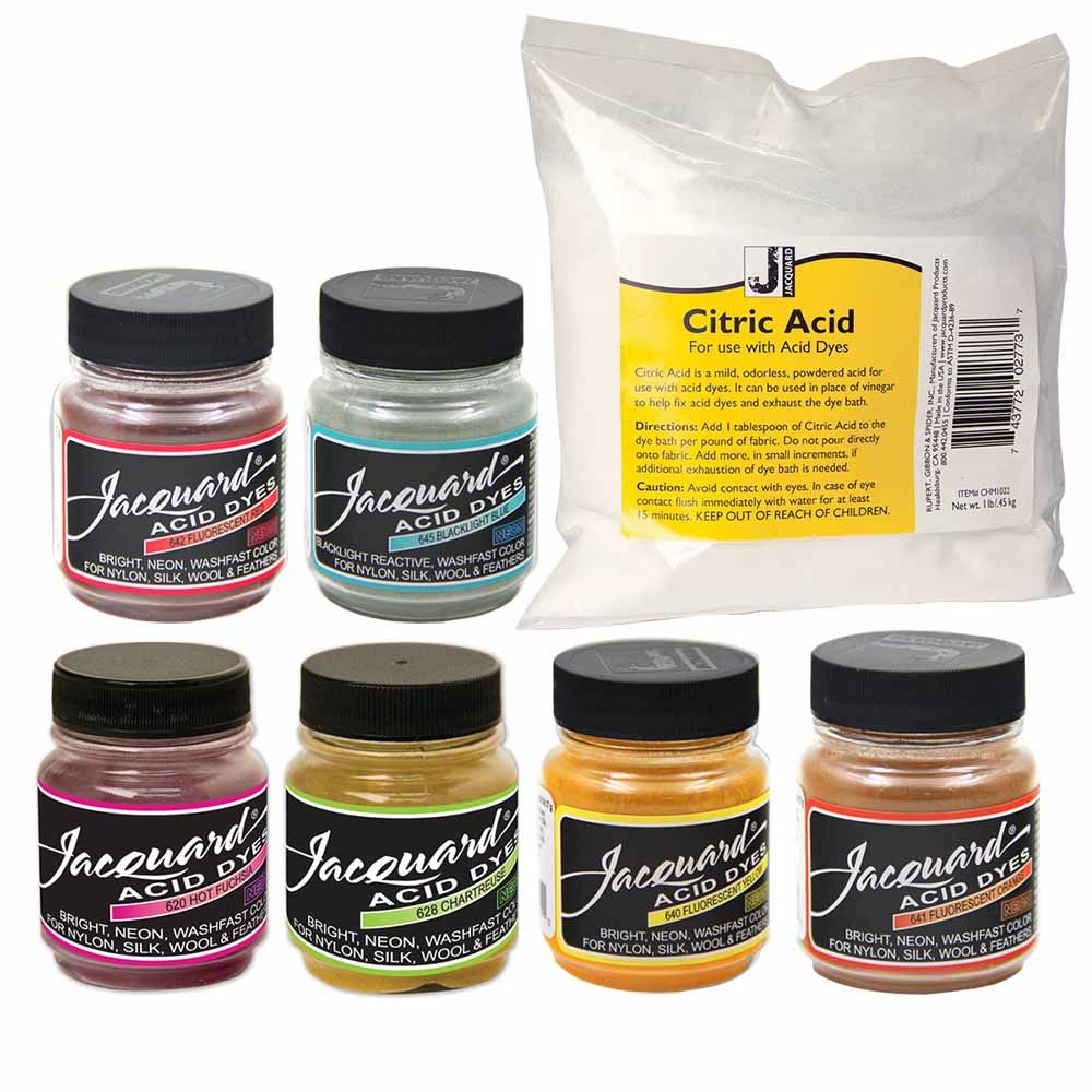 Jacquard Dyes  Dyeing Kit with 4 Colors & Citric Acid