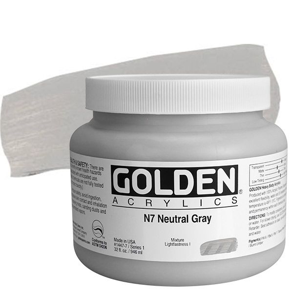 GOLDEN Heavy Body Acrylic 32 oz Jar - Neutral Grey No.7