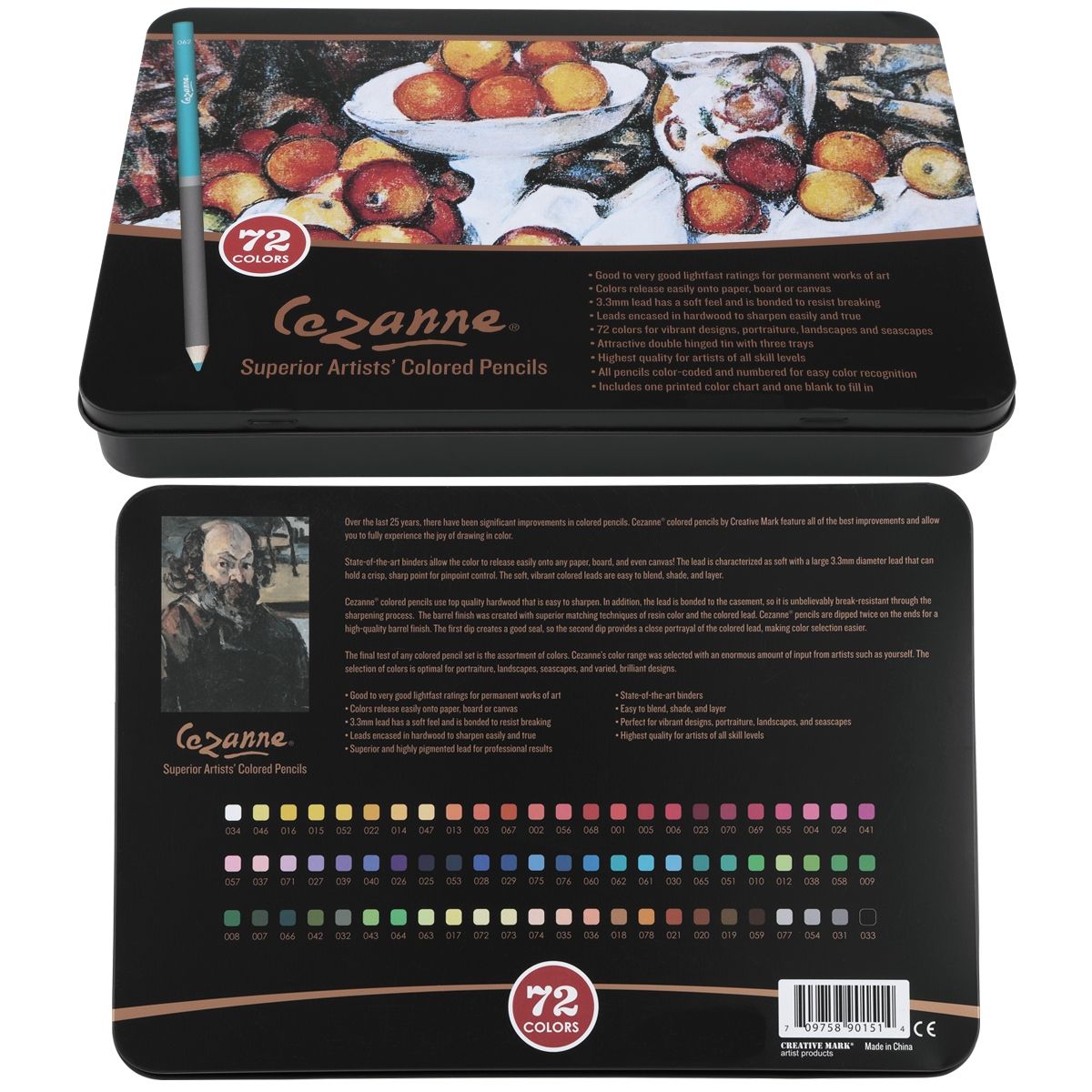 Cezanne Professional Colored Pencils 72ct Tin Set