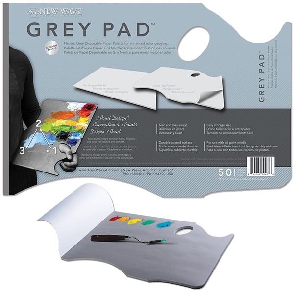New Wave 11x16" Neutral Grey Ergonomic Handheld Disposable Paper Palette Pad - Neutral Grey