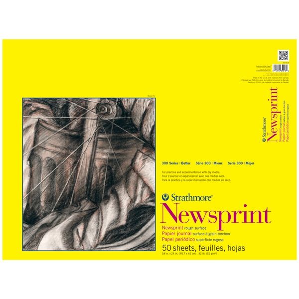 Strathmore 300 Series Newsprint Pad Rough 100 sheets 18x24"