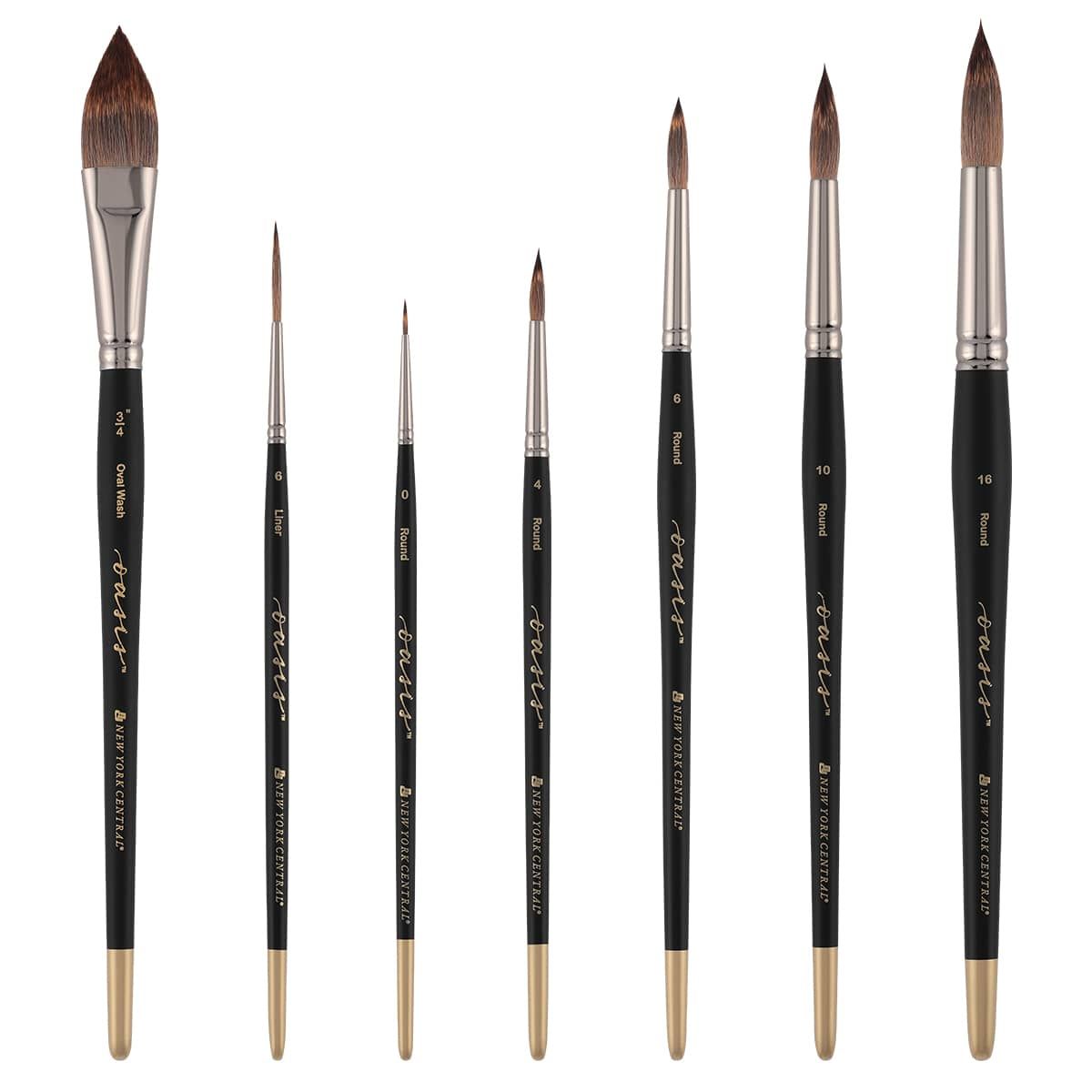 New York Central Oasis Synthetic Watercolor Classic Brush Set of 7