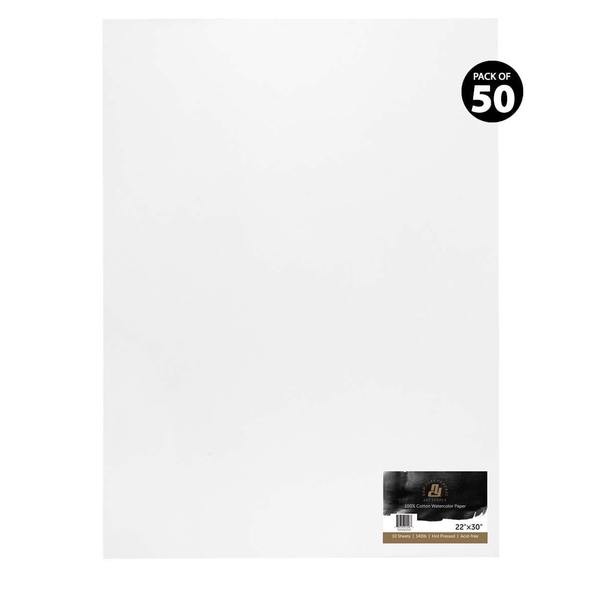 New York Central Watercolor Paper 140 lb Hot Press 22" x 30" (50 Pack