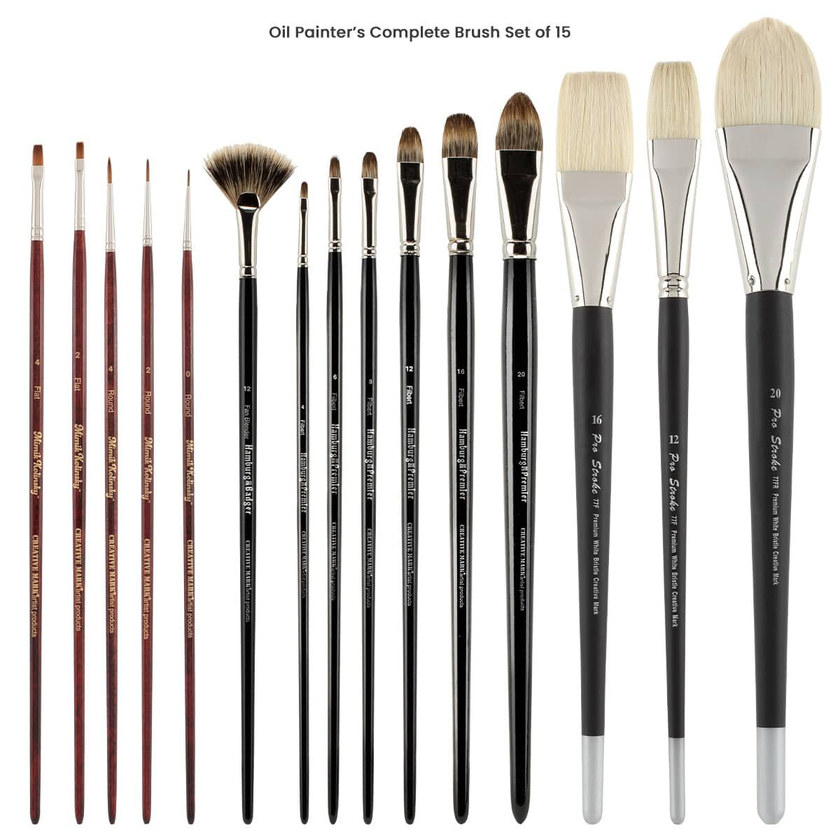 Pro Art Brush White Bristle Set Round 3pc, Paint Brushes, Acrylic