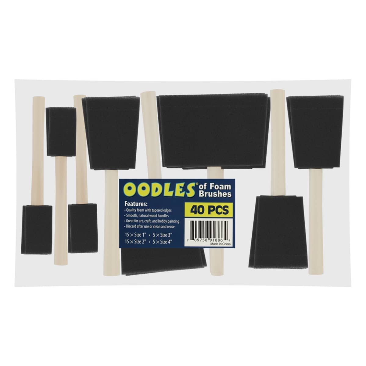Oodles of Foam Brush assorted pack of 40 foam brushes