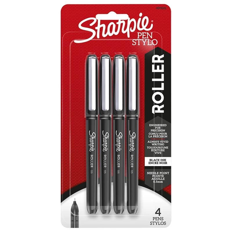 Sharpie Rollerball Pen 0.5mm 4pk Black