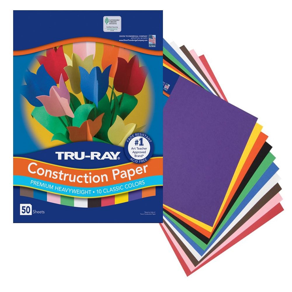 Tru-Ray Construction Paper 12x18", 50 Pack, 10 Classic Colors