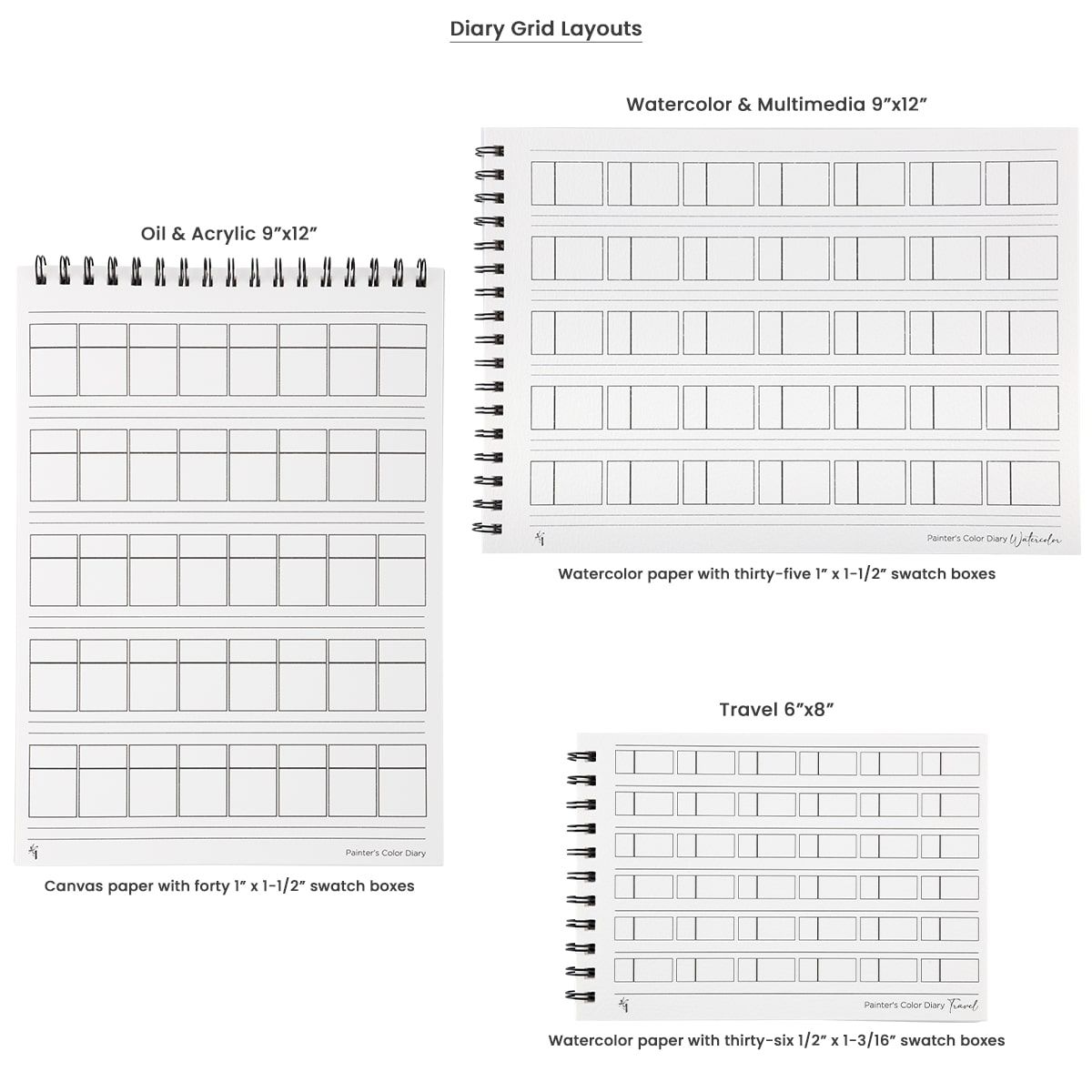 Outlined swatch boxes on each page