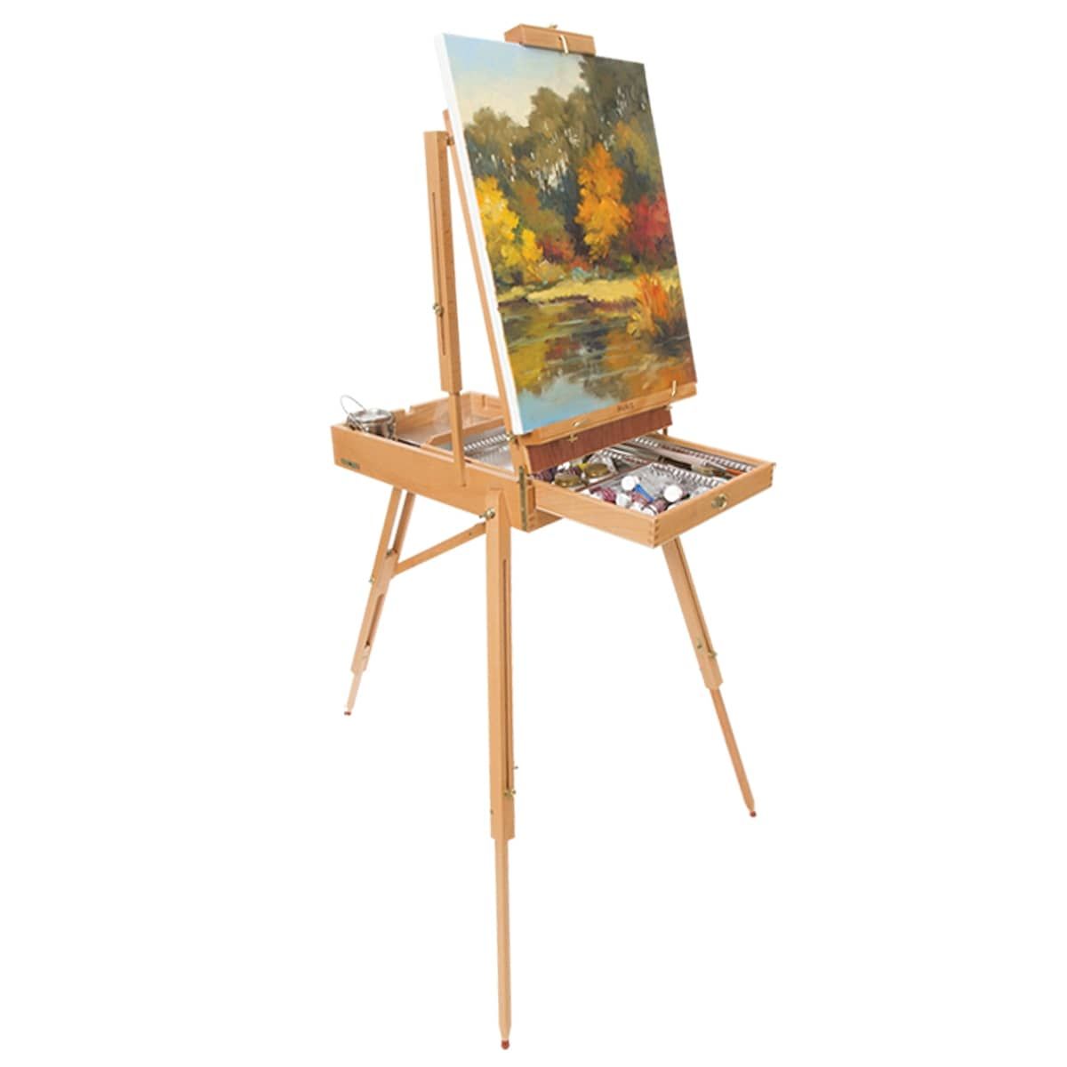 Made of Matte Black Pinewood Includes Divided Sketch Drawer for Supplies Art Supplies for Beginner & Advanced Painters. French Easel Frida Full-Sized French Easel Shoulder Strap & Aluminum Legs Metal Canvas Holder DeSerres 32 in 