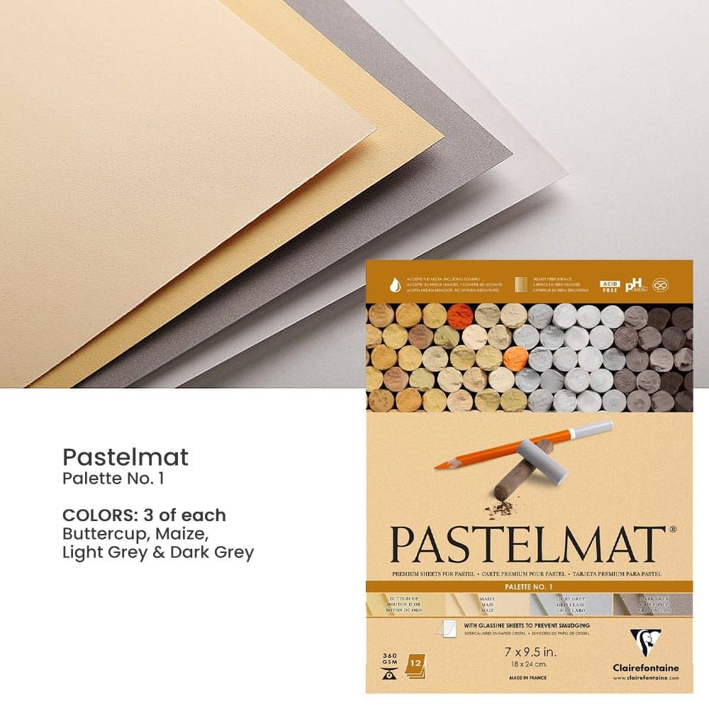 Clairefontaine Pastelmat Pastel Paper 12 Sheets 360gsm Assorted Shades