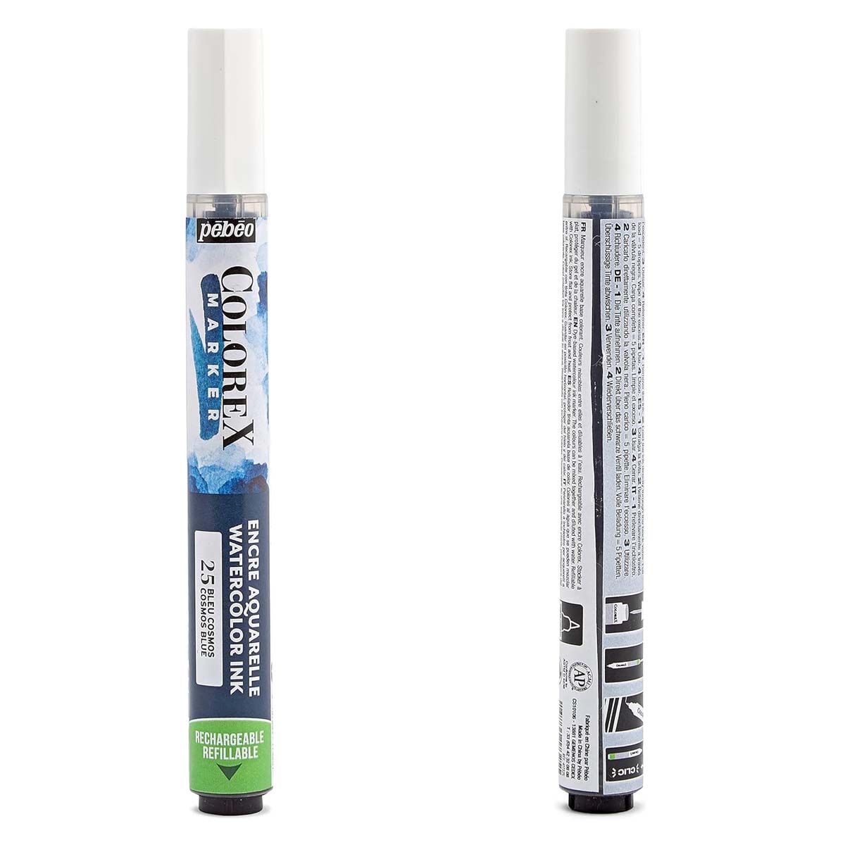 Vivid, dye-based watercolor ink marker, that holds up to 45ml of color