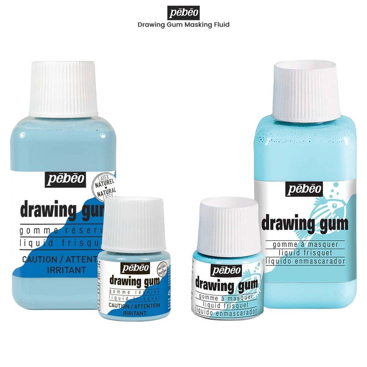 Pebeo Drawing Gum Made in France - Masking Fluid for Watercolor Painting  and Various Art Projects - Bundled with Moshify Applicator Brush Set