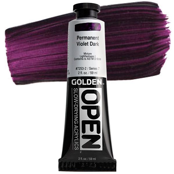 GOLDEN Open Acrylic Paints Permanent Violet Dark 2 oz Jerry's Artarama