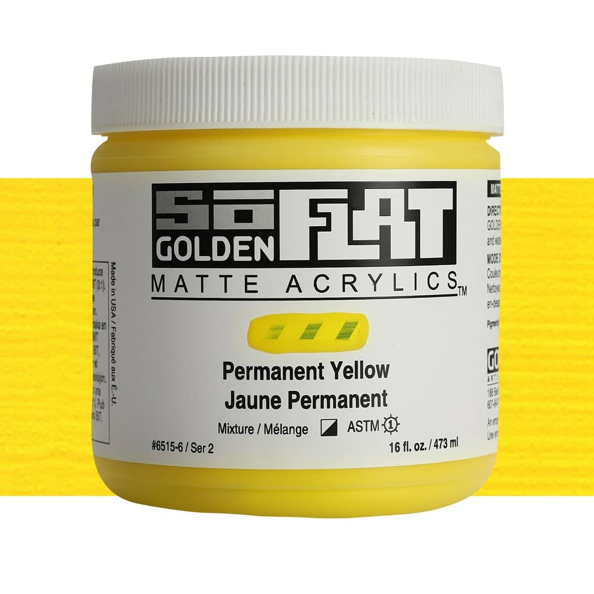 Golden SoFlat Matte Acrylic 16 oz Permanent Yellow