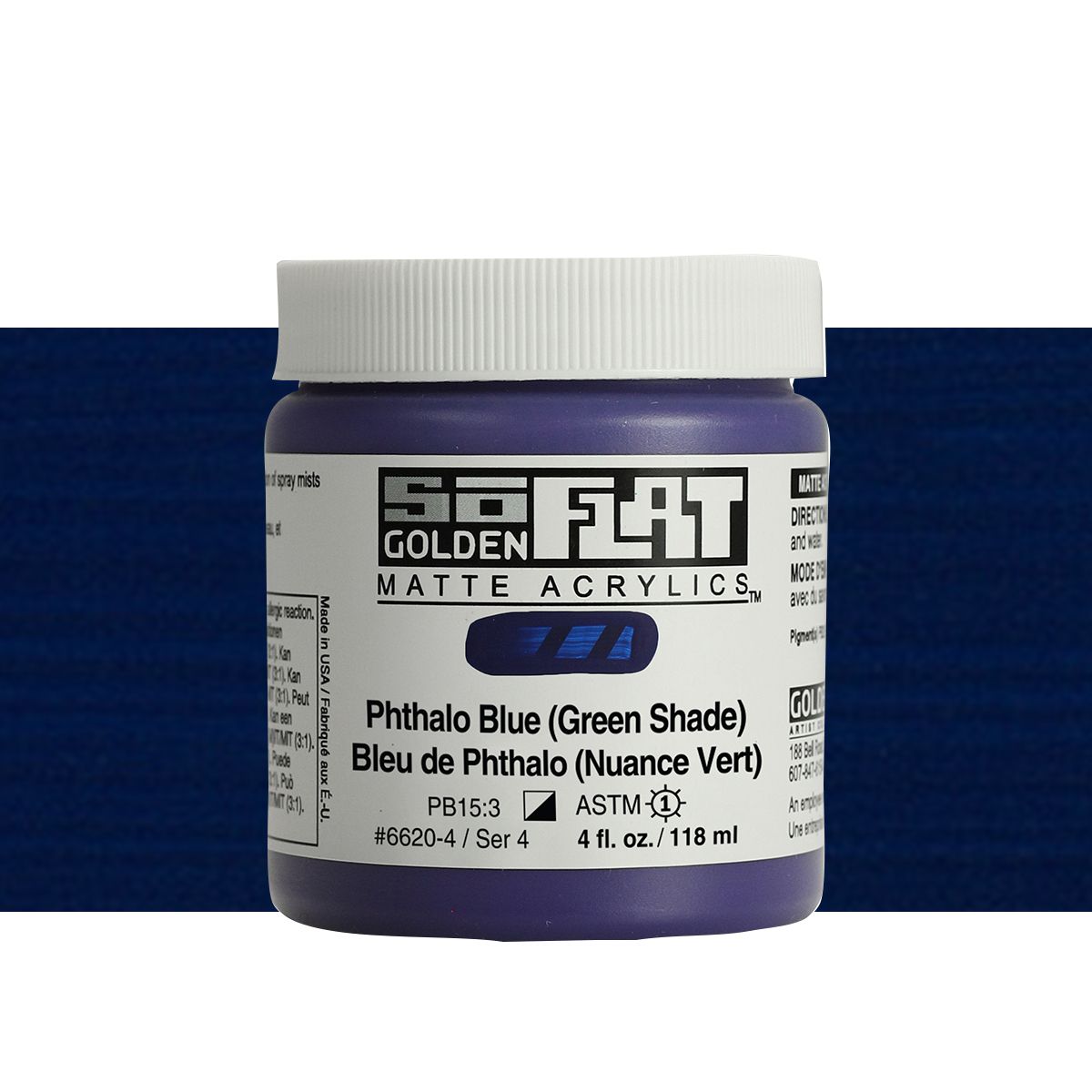 Golden SoFlat Matte Acrylic 4 oz Phthalo Blue (Green Shade)