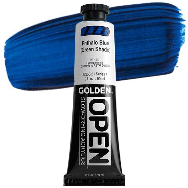 GOLDEN Open Acrylic Paints Phthalo Blue (Green Shade) 2 oz Jerry's