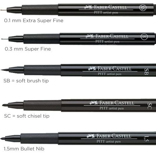 Faber-Castell : Pitt : Artists Brush Pen : Set of 4 : Black (B,SB,SC,1.5) -  Marker & Pen Sets - Art Sets - Color