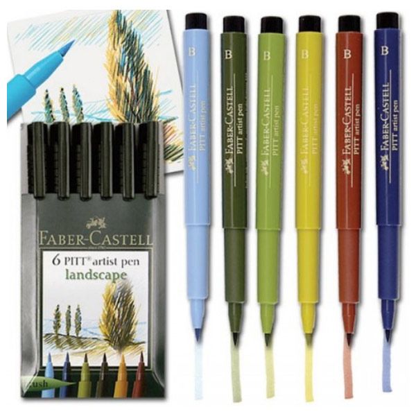 Faber-Castell Pitt Artist Pen Brush Wallet of 6 Springtime