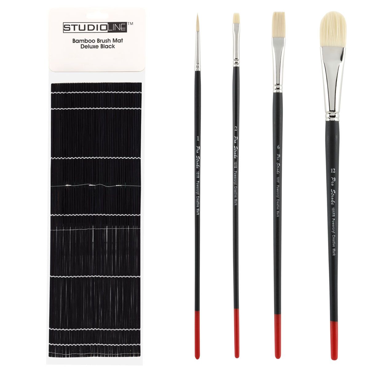 Creative Mark Pro-Stroke Powercryl Paint Brushes - 5-Pack Synthetic Brushes For Acrylic & Oil Painting
