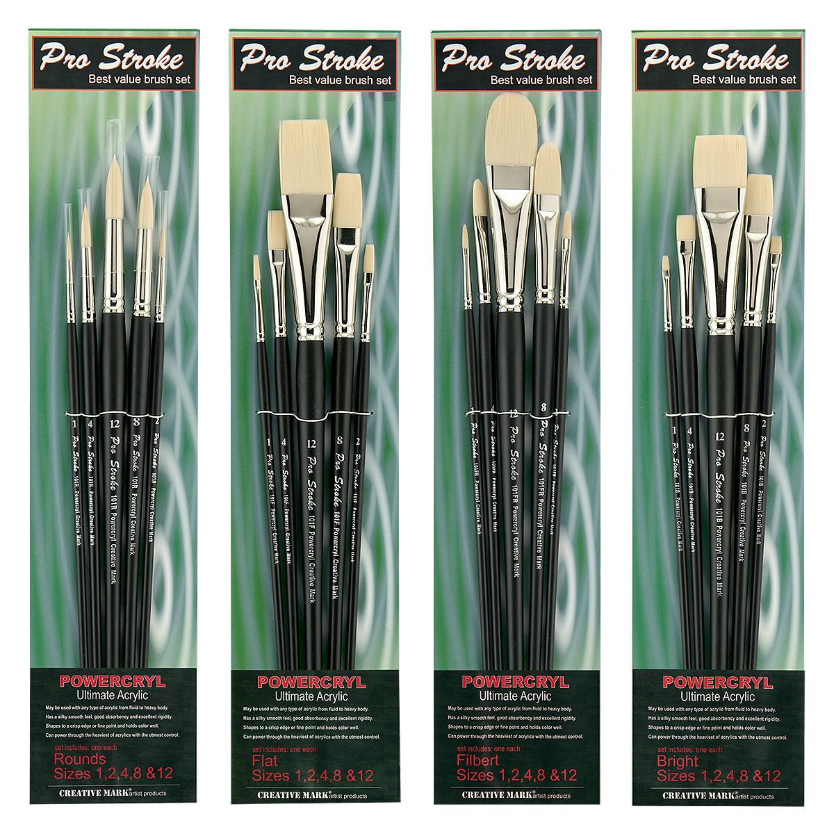 Powercryl Acrylic Brush Value Set - Combo Pack