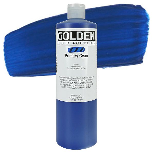 GOLDEN Fluid Acrylics Primary Cyan 16 oz Jerry's Artarama