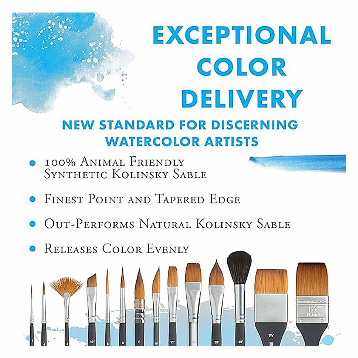 Princeton Artist Brush Co. Aqua Elite Professional Watercolor Paint Brushes  4850 Series - 4pc Synthetic Kolinsky Sable Watercolor Brush Set 