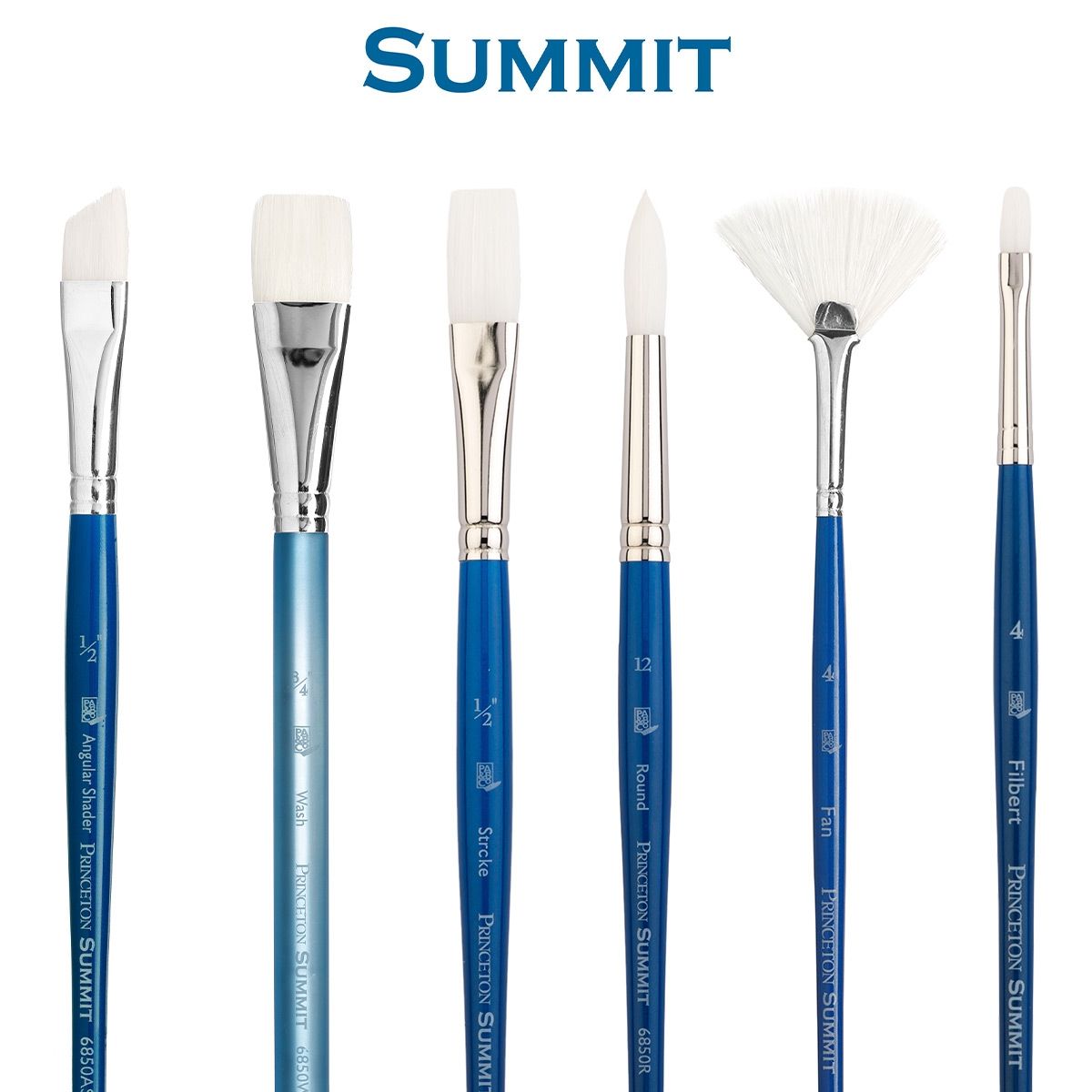 Size 3/4 Stroke White Synthetic Hair Princeton Artist Brush Summit Brushes for Watercolor and Acrylic Series 6850 