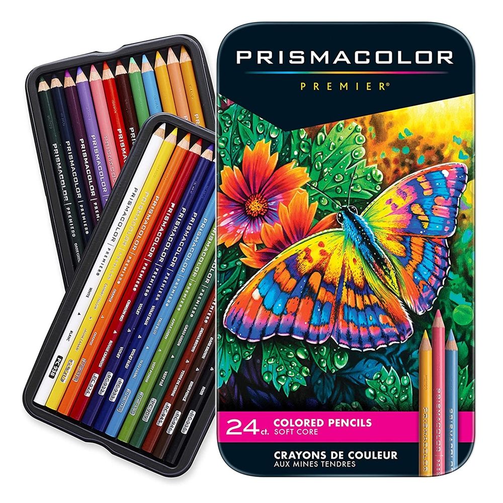 PRISMACOLOR Colored Pencils-24 and TWO ADULT COLORING BOOKS - Swirls &  Patterns