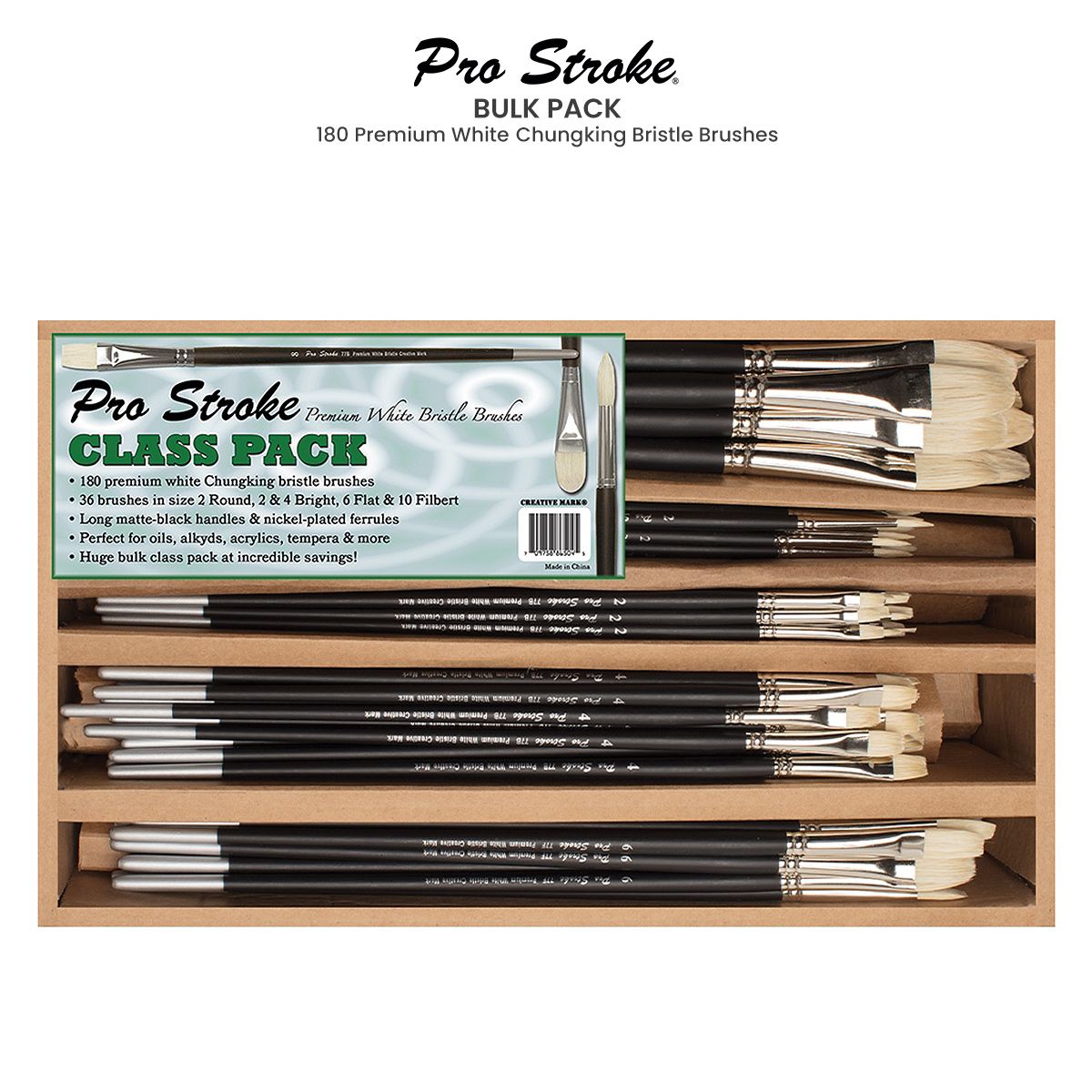 Bulk Brush Packs Pro Stroke Premium White Bristle Brush Class 
