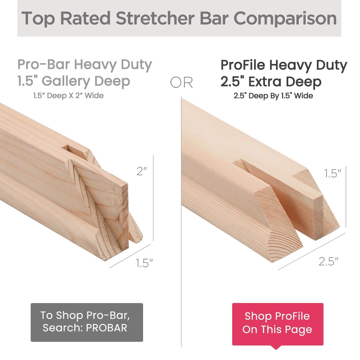 2.5" deep by 1.5" wide, ProFile Heavy Duty Stretcher Bar