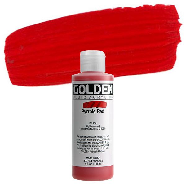 GOLDEN Fluid Acrylics Pyrrole Red 4 oz Jerry's Artarama