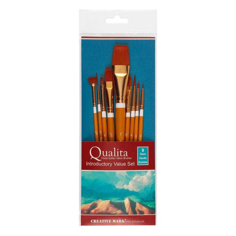 Qualita Gold Short Handle Value Brush Set Of 9