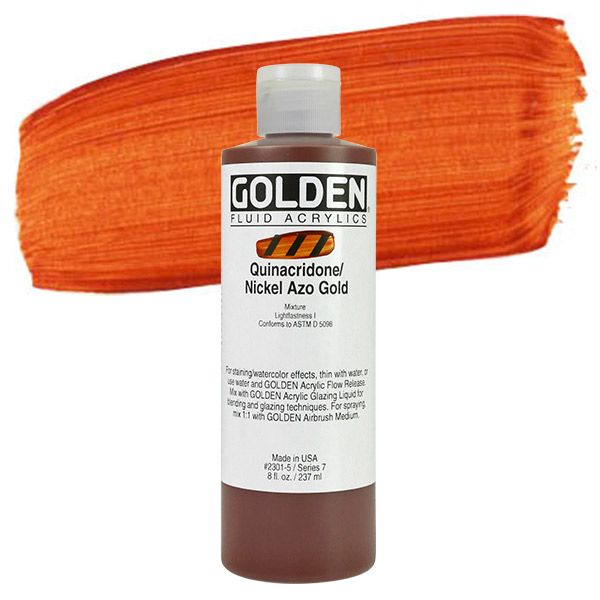 GOLDEN Fluid Acrylics Quinacridone Nickel Azo Gold 8 oz Jerry's Artarama