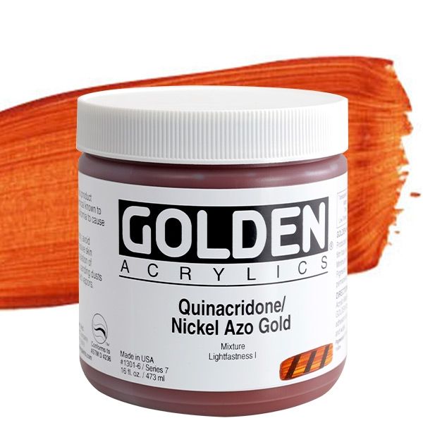 GOLDEN Heavy Body Acrylics Quinacridone/Nickel Azo Gold, 16oz Jar